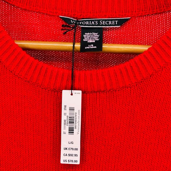 NWT Victoria’s Secret Red Knit Y2K Romantic Graphic Angel Sweater - Picture 7 of 8